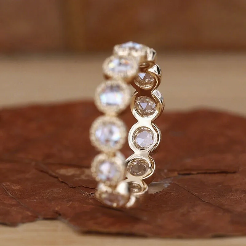 1.94CT Round Rose Cut Diamond Ring Cultivated In The Laboratory 10K 14K Gold Handmade Customized Diamond Jewelry