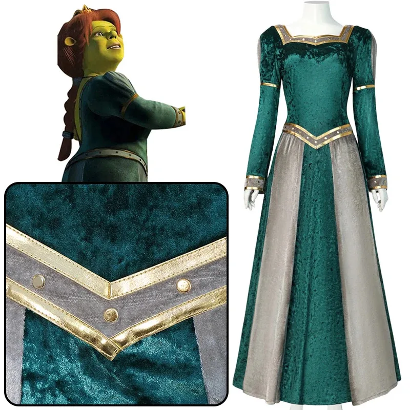

Princess Fiona Cosplay Costumes Dress Anime Uniform Wig Halloween Carnival Outfits For Women Girls