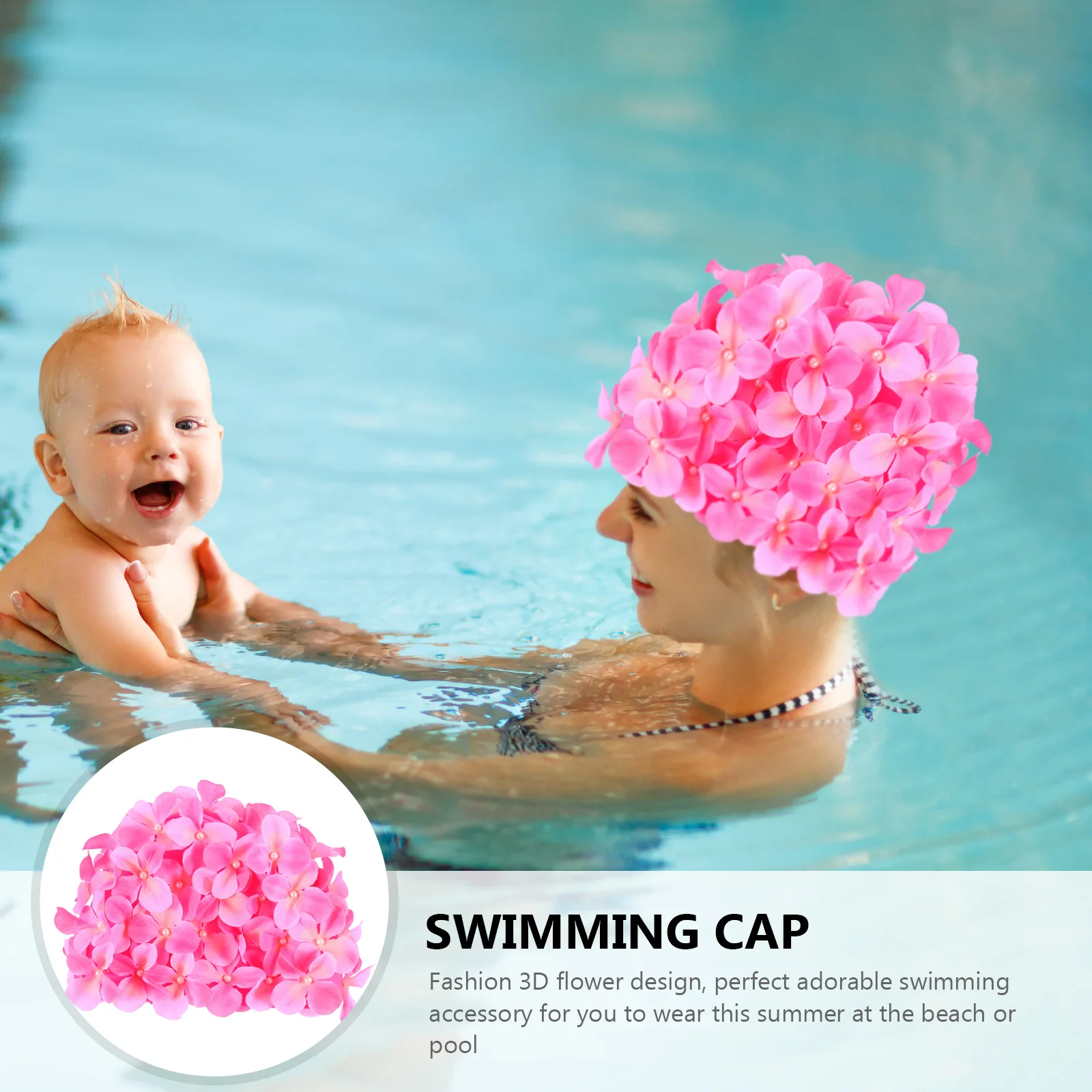 

Petal Hair Care Swim Cap Women Nylon Pool Hat Floral Ear Protector Beach Accessory Stylish Swim Hats Lightweight Eco Friendly