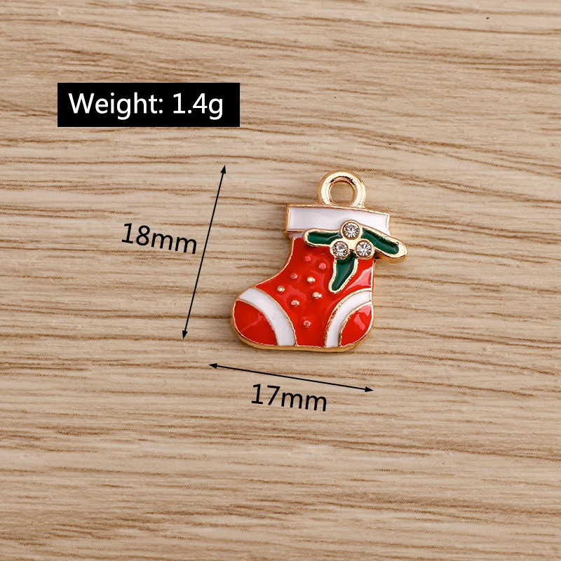 10 Stück Niedliche Weihnachtsanhänger aus Emaille: Weihnachtsmann, Handschuhe, Baum, Hirsch - Anhänger für Schmuckherstellung, Halsketten, Ohrringe, DIY-Geschenke – Detail 29