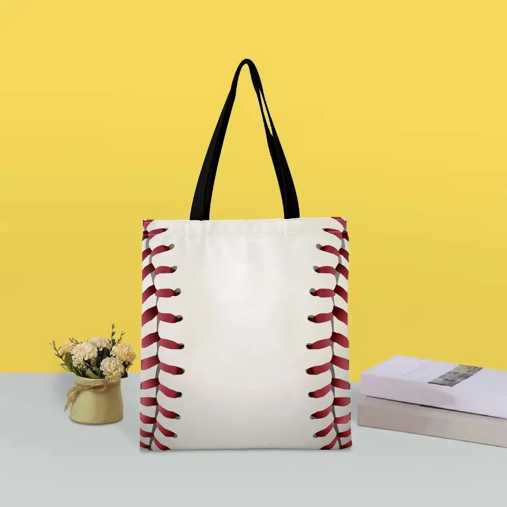 Baseball Canvas Tote Bags Women Fashion Versatile Shoulder Bag Female Large Capacity Eco Friendly Shopping Handbag for Groceries