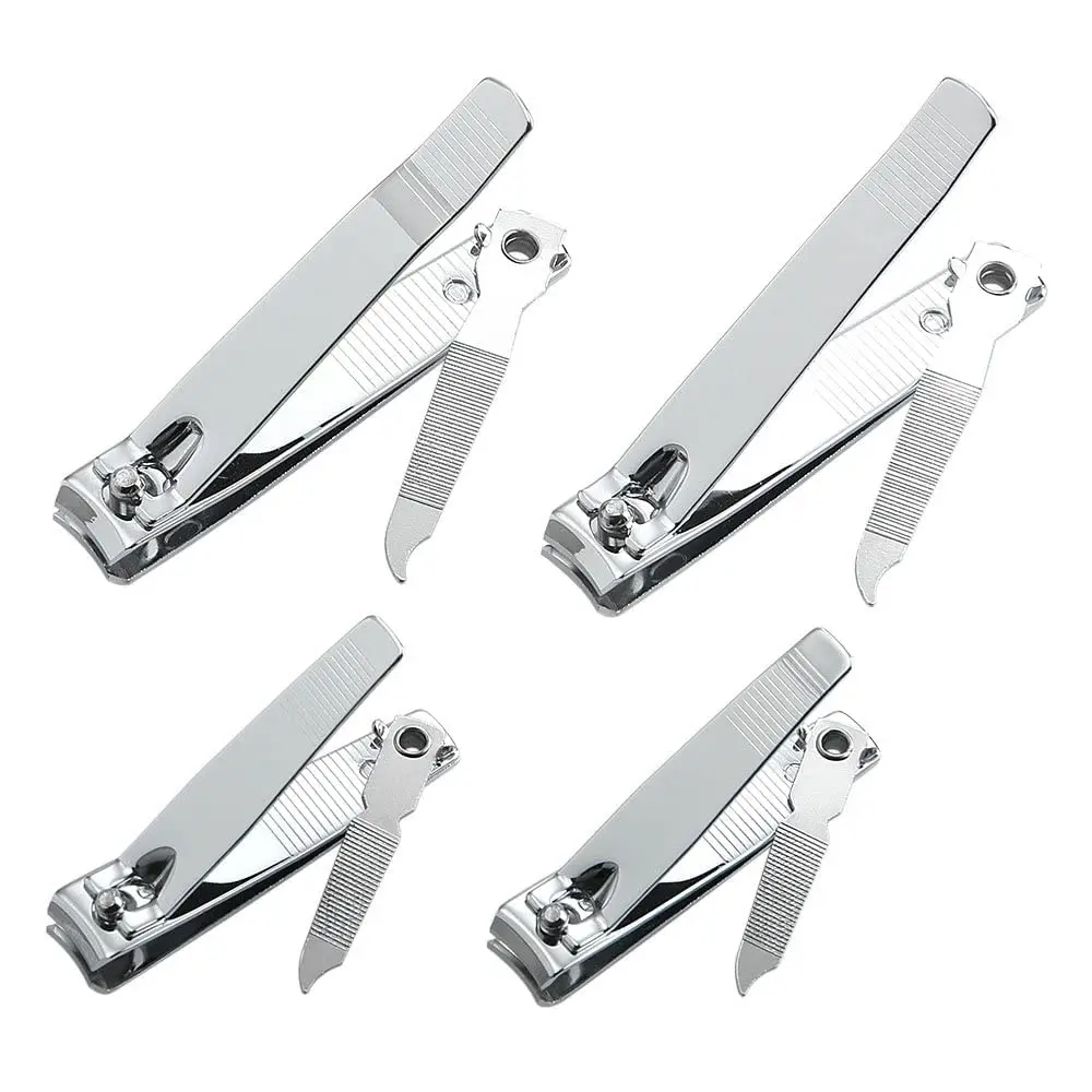 

4-Piece Professional Stainless Steel Toenail & Fingernail Clipper Set with Swing-Out Cleaner/File, Sharpest Blades, Easy Press Lever
