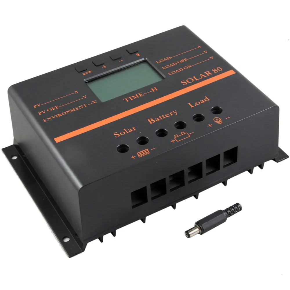 Solar Cell Controller with Heat Dissipation Function DC12V24V80A Lighting Controller PWM 960W LCD