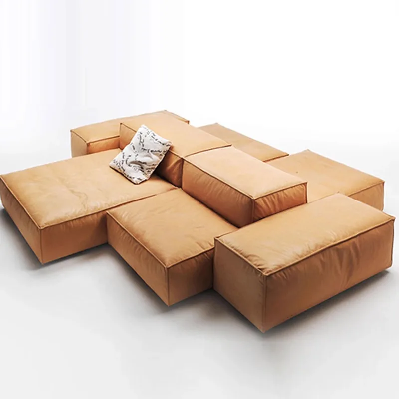 

Tofu cubes free combination module, first layer cowhide leather sofa