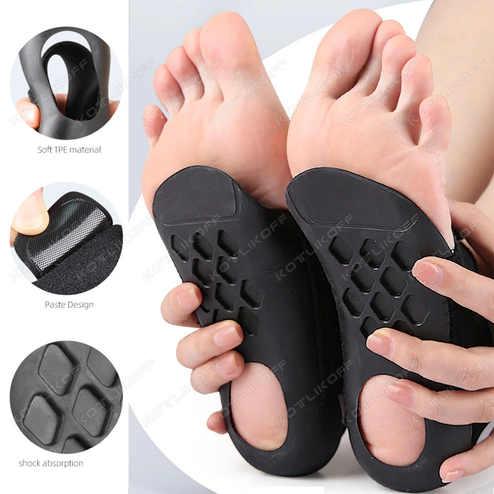 KOTLIKOFF Arch Support Orthopedic Insole For Walk With Arch Half Pad X/O Type Leg With Velcro Strap Wearable Shoe Heel Cover image 3