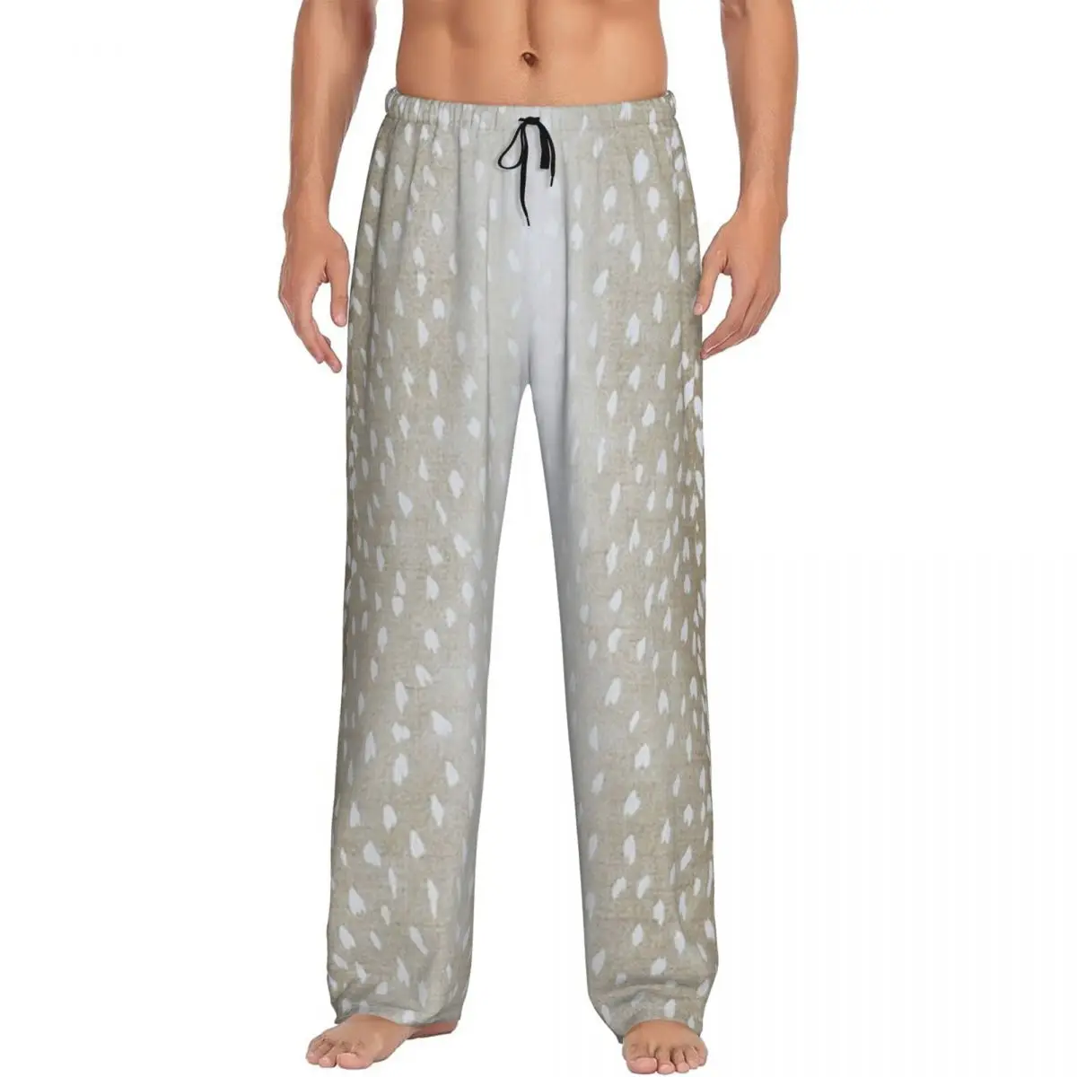 

Пользовательские палевые бежевые пижамные штаны с принтом антилопы, мужская одежда для сна, штаны для сна с карманами