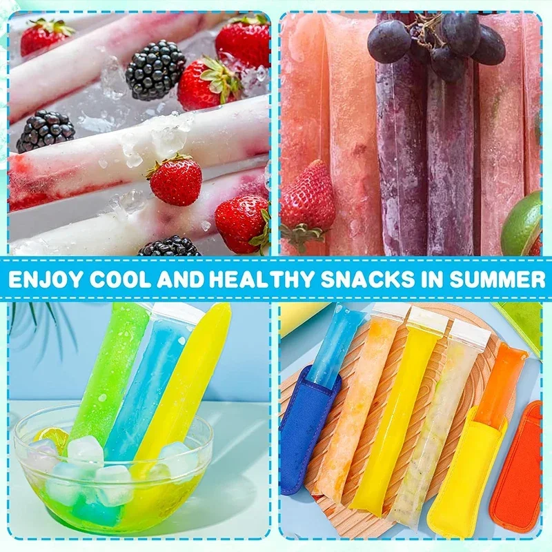 20/100PCS Disposable Ice Popsicle Mold Bags Transparent Plastic Freeze Self-sealing Bags For Diy Yogurt Smoothies Kitchen Tools