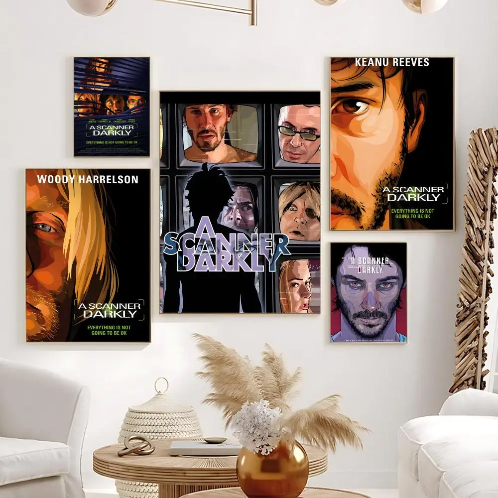 Movie A-A Scanner Darkly Poster HD Self-Adhesive Waterproof Frameless Wall Art for Home Office Dorm Bedroom Ideal Gift