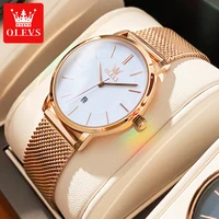 OLEVS-relojes de cuarzo para mujer, reloj de lujo resistente al agua, de acero inoxidable, oro rosa, conjunto de caja de regalo