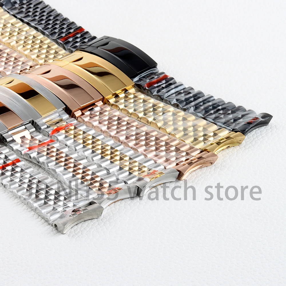 20mm Oyster/Jubilee Bracelet High Quality Stainless Steel Folding Buckle Strap For Seiko Submarine Log NH35 Silver Watch Strap