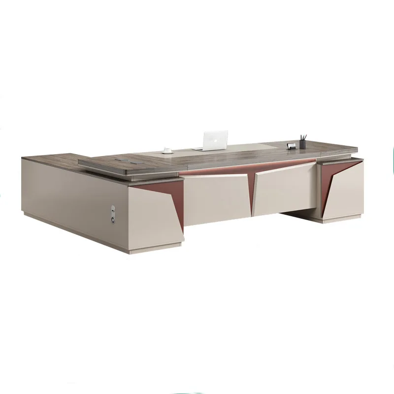 

Boss office desk and chair combination simple modern manager supervisor president large office furniture double-sided cabinet