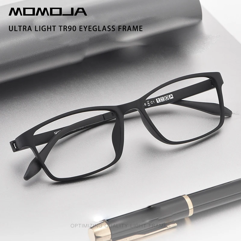 MOMOJA New Ultra Light Square Comfortable Large Eyeglasses Fashion Optical Prescription Glasses Frame Man Woman Eyewear 8870