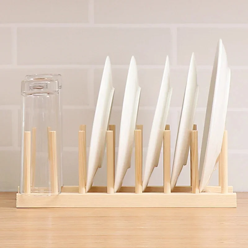 Image of DIY Bambus-Abtropfgestell, Holz-Tellerhalter, Küchenorganizer für Teller/Schneidebretter/Tassen/Topfdeckel