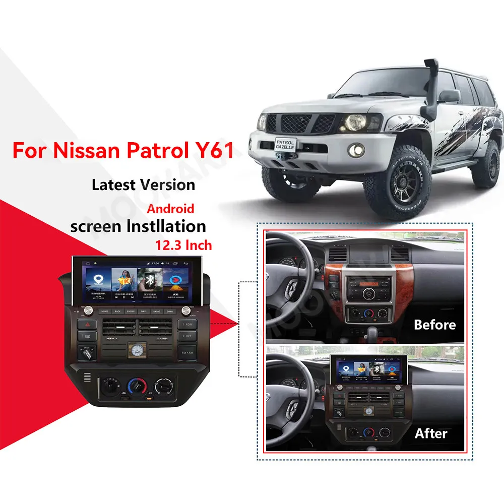 

12,3-дюймовый для Nissan Patrol Y61 2006-2022 Android 13.0 автомобильный радиоприемник GPS Navi мультимедийный плеер стерео головное устройство авто Carplay WIFI