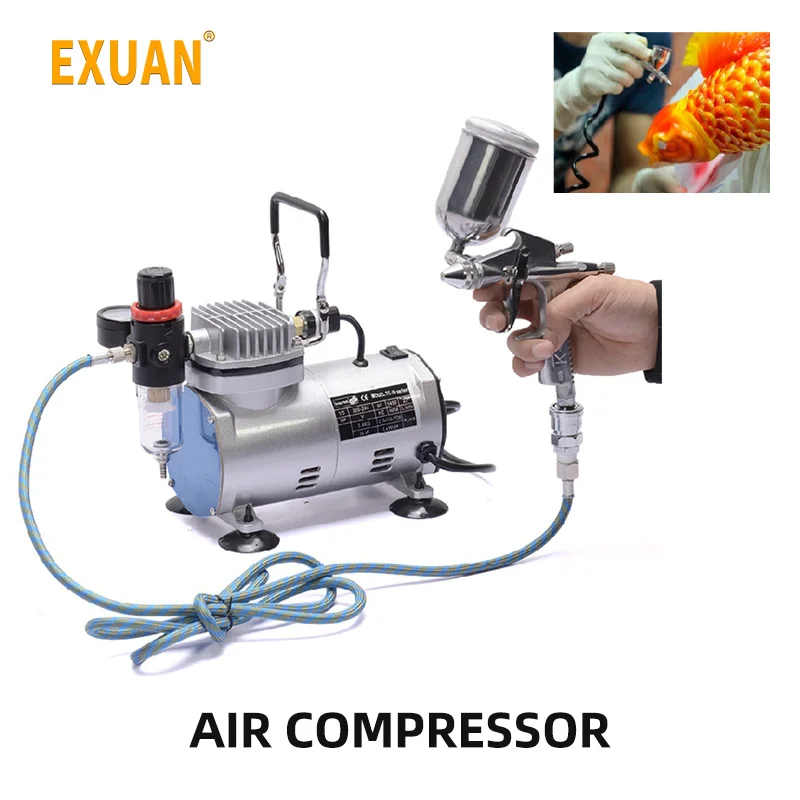 Ultra-Quiet Oil-Free Oil Spray Paint Leather Mini Air Compressor Pump Furniture Touch Up TC-20B Painting/Printing