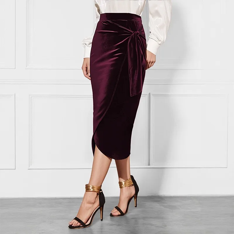 2025 Autumn Elegant Skirts For Woman Skirt Temperament Vintage Commuting Leace-up Winter Clothes Woman Pulls Femmes Solid Color