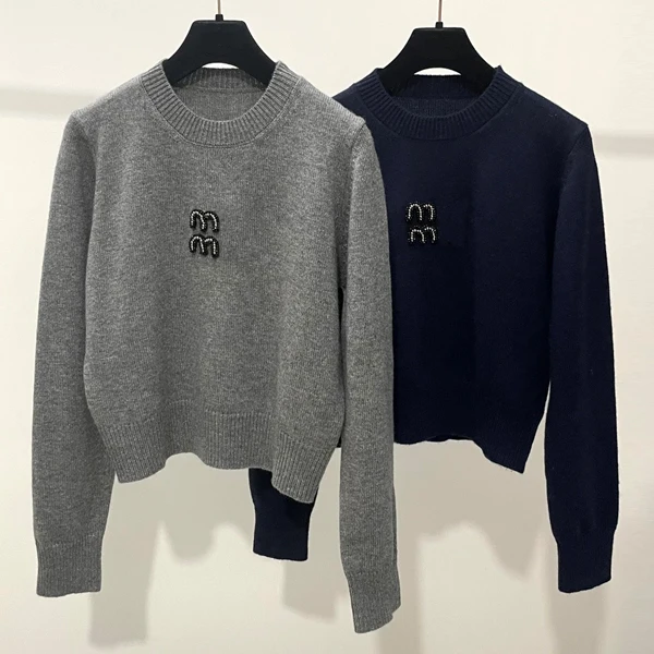 

Осень-зима 2022, новый женский вязаный свитер Long Sve round Ne шерстяной топ Camere Base irt Top Letter Embellied