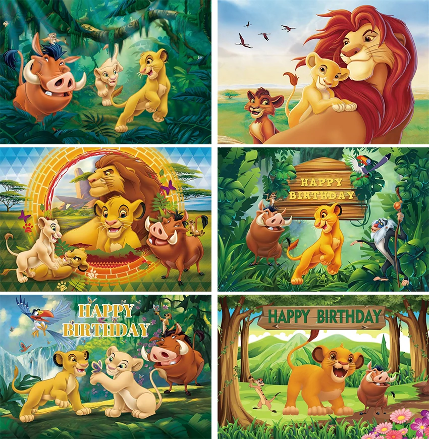 

Disney Lion King Simba Custom Backdrop Forest Kids Birthday Party Photo Background Sunset Baby Shower Banner Poster Cartoon