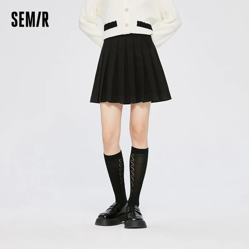 

Semir Half Length Skirt Women Imitation Pleated Skirt Asymmetrical 2022 Winter New Style Girl Fashion Splicing Short Skirt Sweet