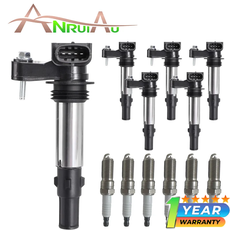 

6 катушек зажигания и 6 свечей зажигания UF375 для Buick Enclave Cadillac SRX GMC Acadia Chevrolet Saab Saturn 2,8 л 3,6 л V6 2004-2009 гг.