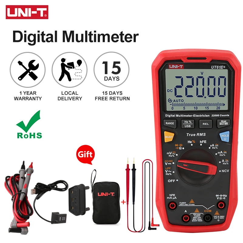 

UNI-T UT61B+ UT61D+ UT61E+ Professional Digital Multimeters 1000V Voltmeter Capacitor Tester True RMS Automotive Multimetro