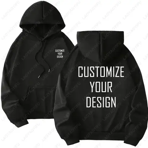 DIY Custom Your Brand Logo Heavy Weight New Autumn Winter Casual Thick Cotton Men's Woman's Top Solid Color Hoodies Sweatshirt