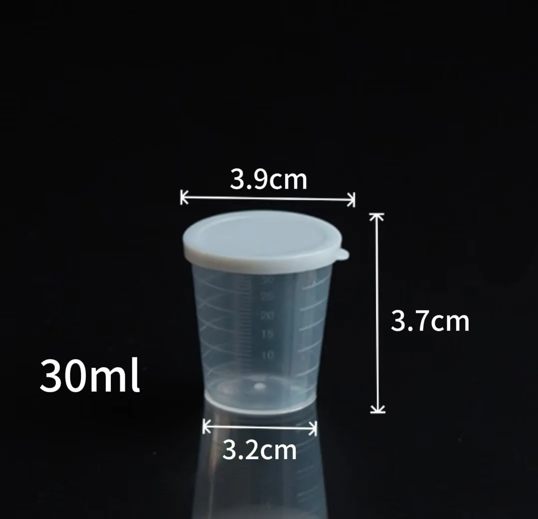 30ML Liquid Measuring Cup Mini Corrugated Cup With Lid Kitchen Supplies Plastic Transparent Measuring Jugs 5PCS