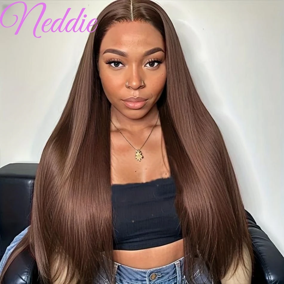 Chocolate Brown Bone Straight Wigs 40 Inch Brazilian Human Hair Wig 13x6 HD Lace Frontal Wig 13x4 Lace Front Wigs For Women