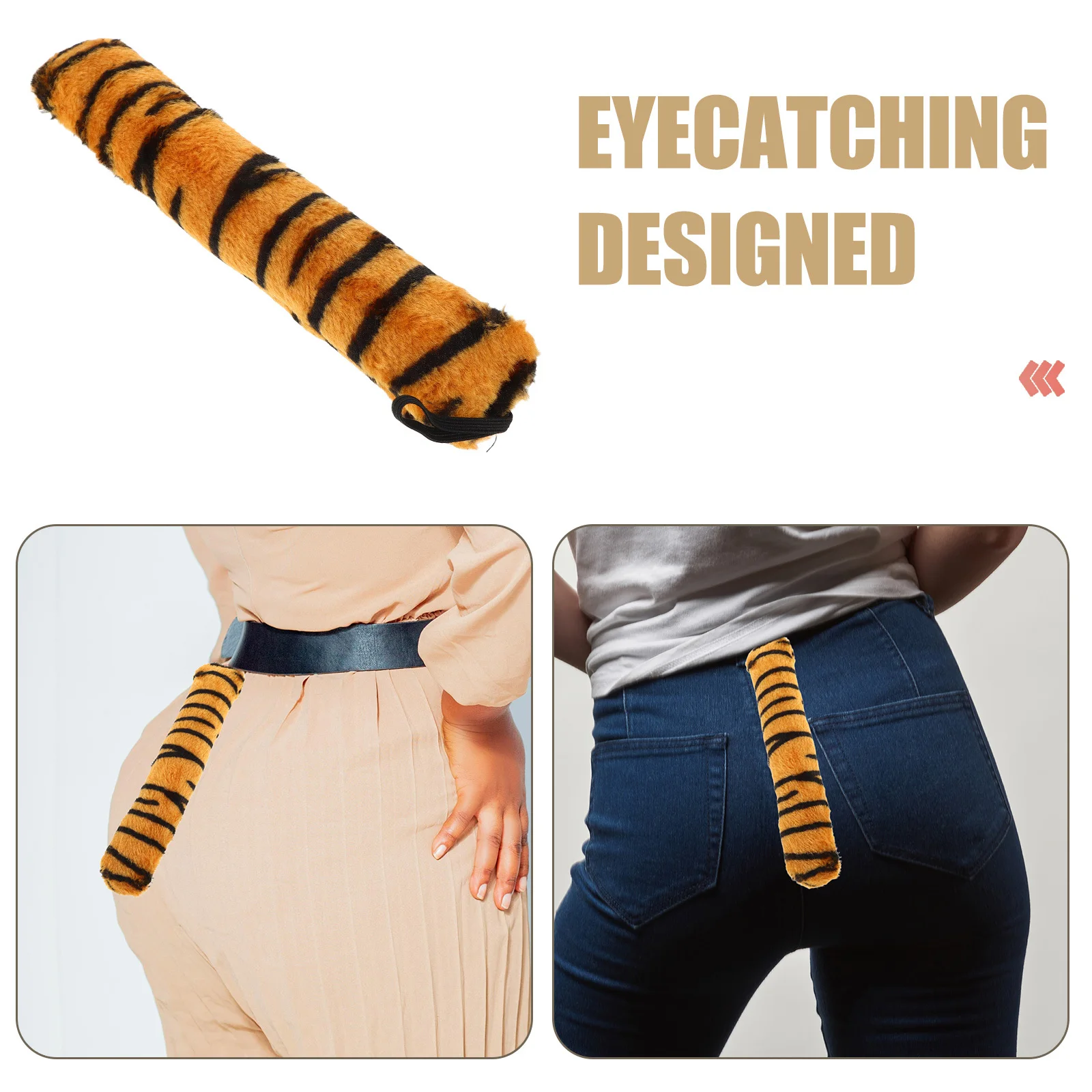 タイガーテール コスチュームアクセサリー 快適なフィット感 ハロウィンテール 子供 大人用 コスプレ ドレスアップ タイガーコスプレ小道具