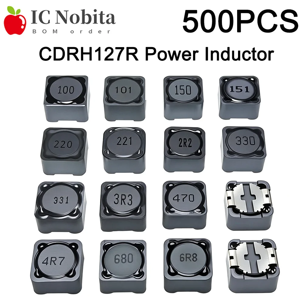 500PCS CDRH127R SMD Shielded Power Inductor 12x12x7mm 68UH 100UH 150UH 220UH 330UH 470UH High Current Replacement
