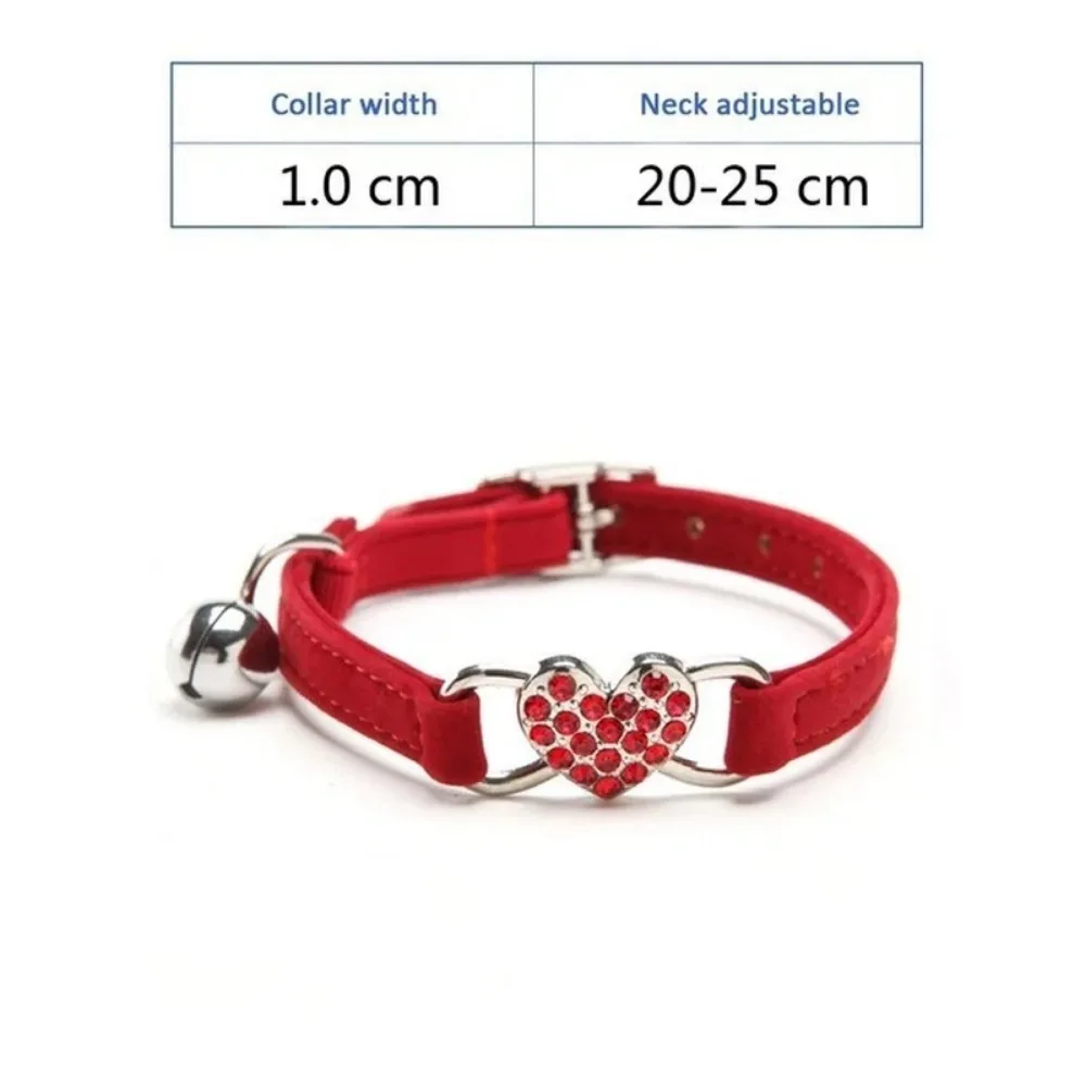 Crystal Heart Shape Dog Collar with Bell Soft Velvet Elastic Pet Necklacce Stretch Puppy Collars cat supplies Ошейник Для Собак