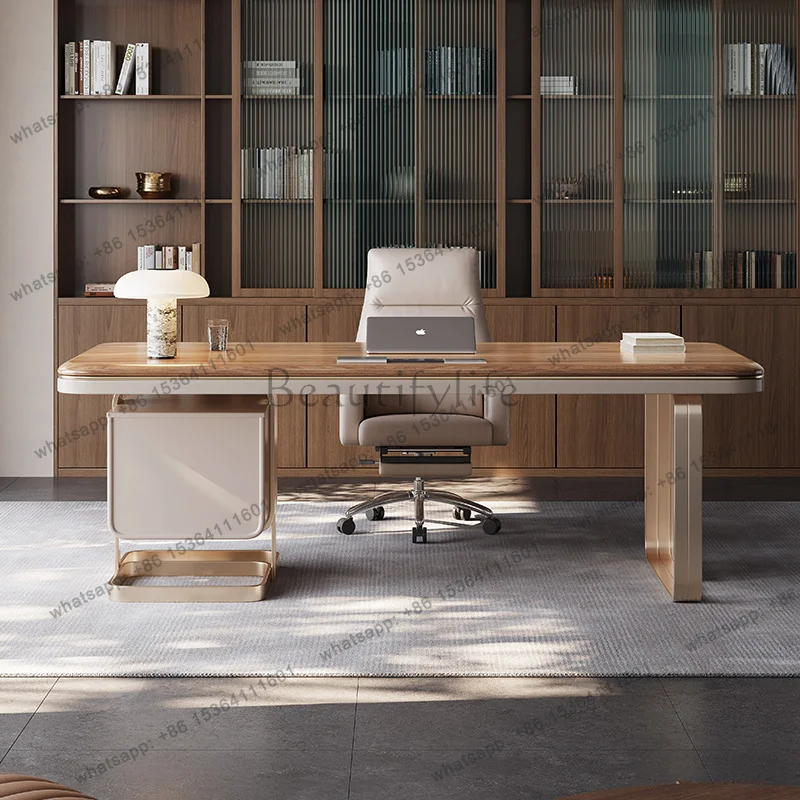 FG Italy High Minimalist Office Desk Designer Modern Solid Wooden Boss Office Desk Computer Writting Office Furniture Tisch XYOD
