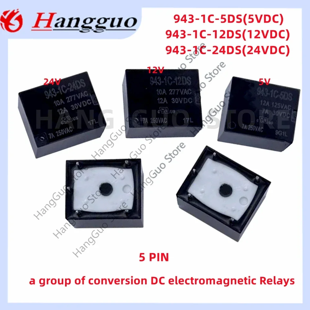 

5 шт./лот 943-1C-5DS 943-1C-12DS 943-1C-24DS 5pins 12A 943-1C 5В 12В 24В 5pin a группа преобразователей электромагнитных реле постоянного тока