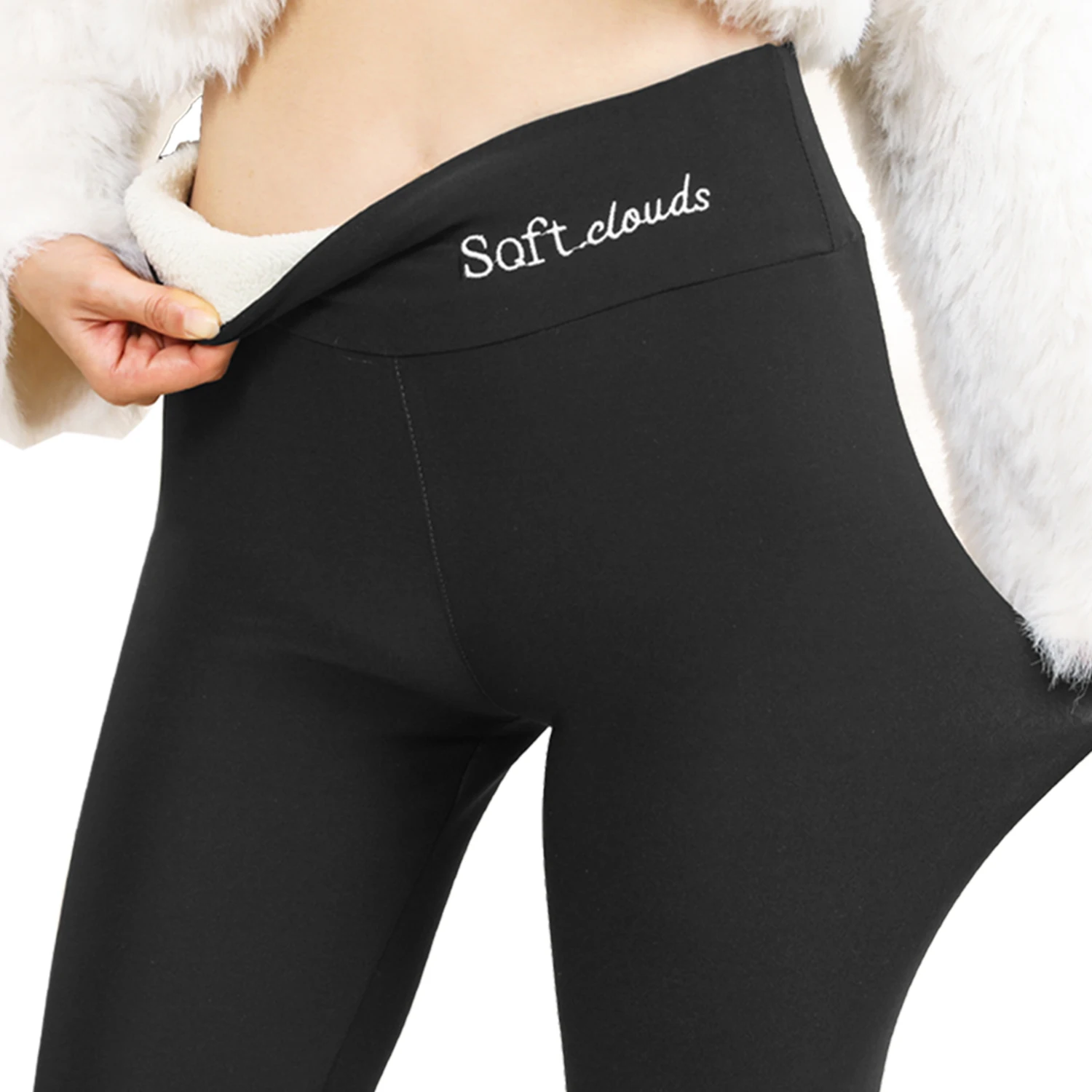 Leggings invernali con ricamo in velluto donna a vita alta prevenire il freddo Leggings Super caldi