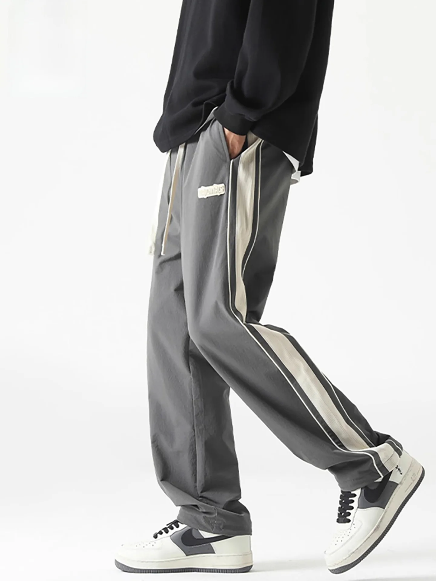 

Casual Men's Striped Sweatpants Spring Autumn New Sle TUCANO Workwear Wide Leg Straight Cut Loose Fit All-Match Long Pants