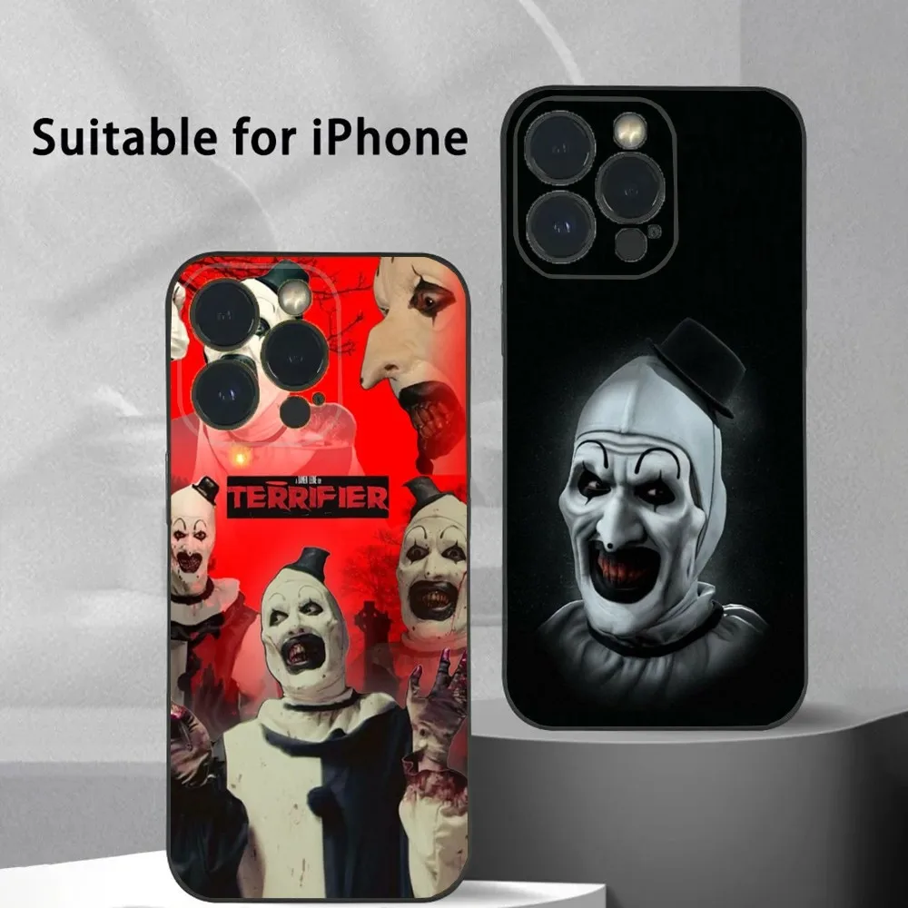 T-TerrifierS Art the Clown Phone Case For iPhone 16 15 14 13 12 11 Plus,Pro Max,XS,X,XR,SE,Mini,8,7 Soft Silicone Black Cover