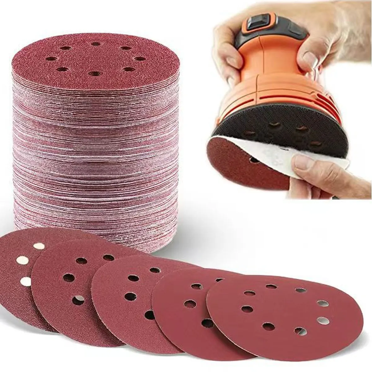 

5Inch 8 Hole Sanding Discs Hook and Loop Adhesive Sandpaper 125mm for Random Orbital Sander 60-2000 Grits Abrasive Sheets