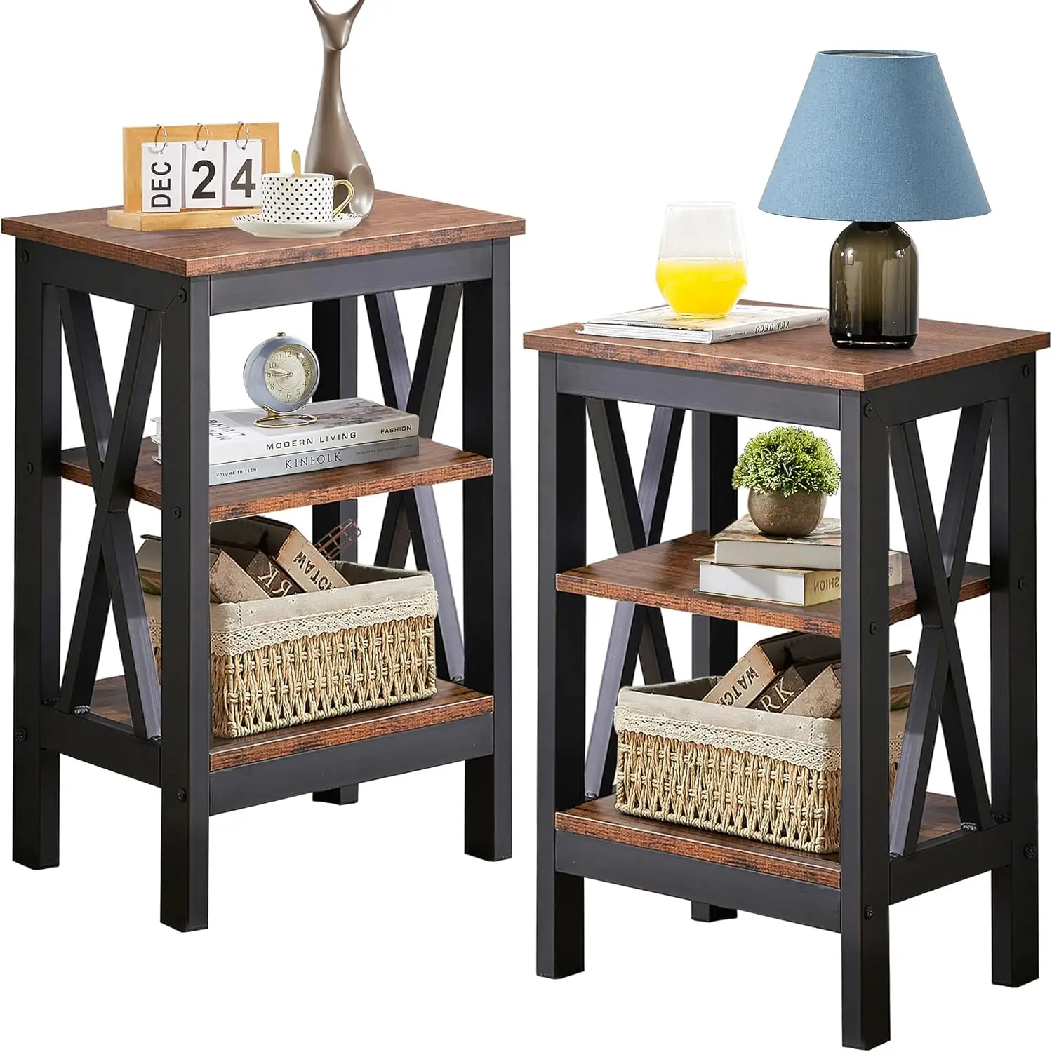 

Modern Nightstands X-Design Side End Table Night Stand with Storage Shelf for Bedroom,Living Room,