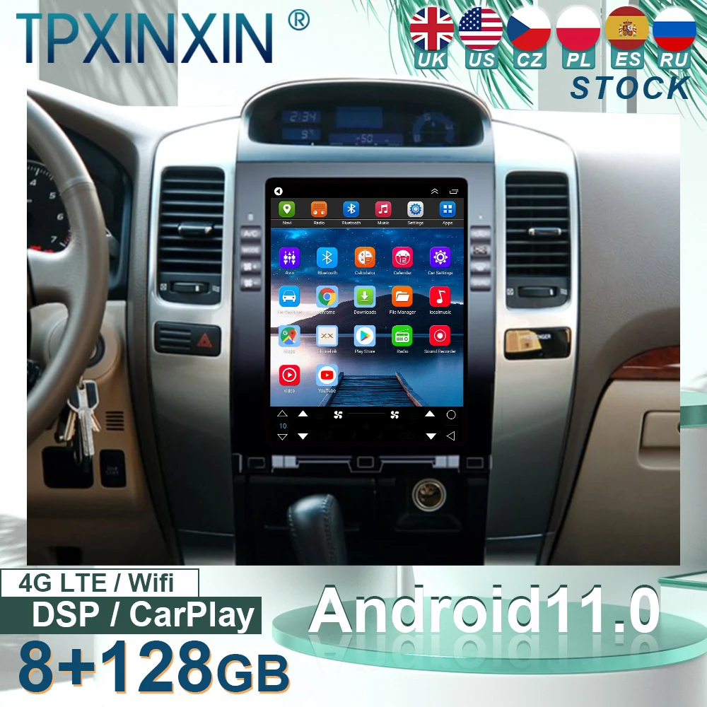 Android Car Radio For Toyota Prado Land Cruiser 120 2002-2009 GPS Navig Multimedia Stereo Head Unit Audio Video Player Carplay