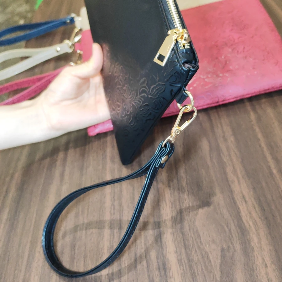 Vintage-Reliefmuster Damen-Clutches Handy-Umschlagtasche PU-Leder Damenhandtasche Geldbörse Bolsa Feminina – Detail 11