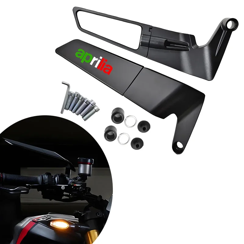 

Для Aprilia RSV4 RSV1000/R Caponord 1200 Dorsoduro 750 Shiver Tuono 1000/R V4R мотоциклетное зеркало заднего вида с ЧПУ с фиксированным крылом