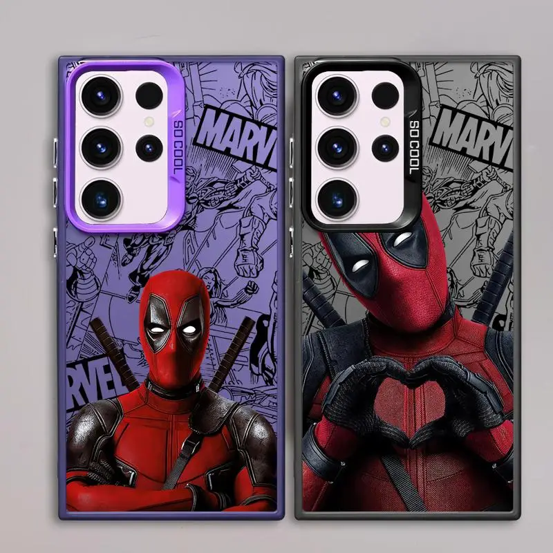 Shockproof Case for Samsung Galaxy S23 S24 S22 Ultra S20 FE S21 Plus Note 20 Colored Silver Phone Cover Anime Marvel Deadpool