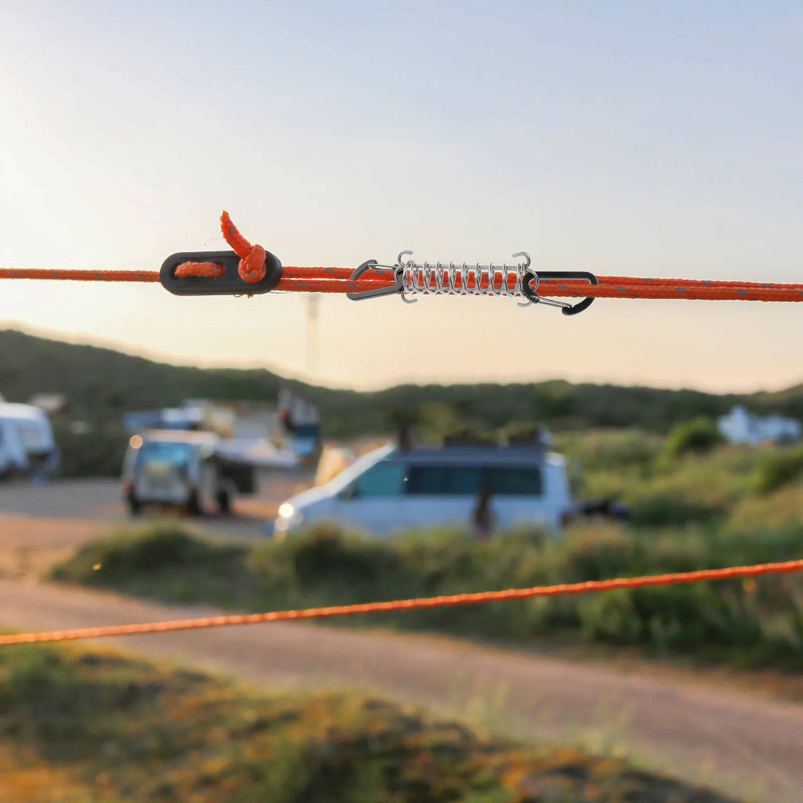 

4pcs Tent Wind Rope Buckle Heavy Duty Spring Stainless Steel Multi-function Portable Camping Gear Shock Absorbing Tensioner