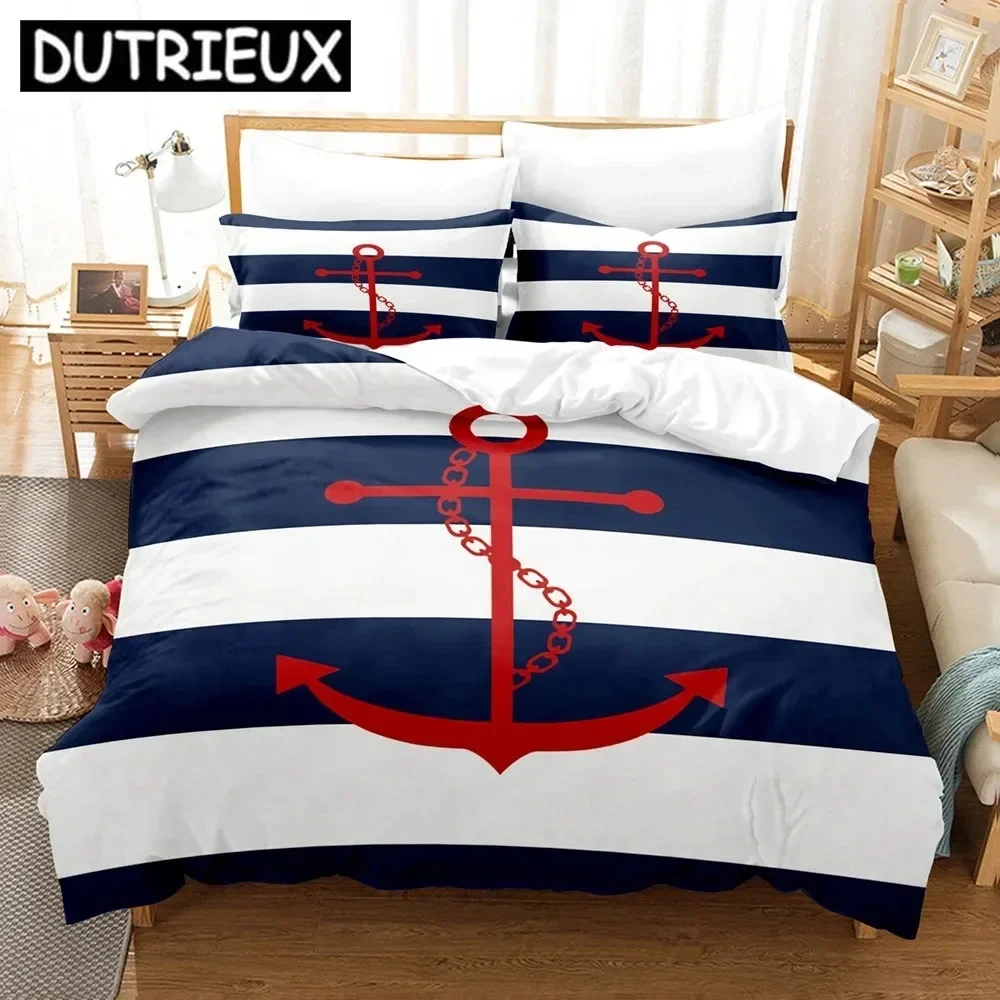 

Edredones De Carma Quilt Set Ocean Style Anchor Bedding Set King Anchor Logo Quilt Cover And 2 Pillowcases For Single Double Bed