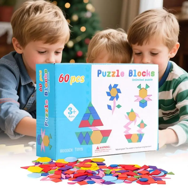 패턴 블록 유치원 교육 기하학 퍼즐 Tangram 장난감 퍼즐 블록 유치원 교실 홈 스쿨 여행 파인