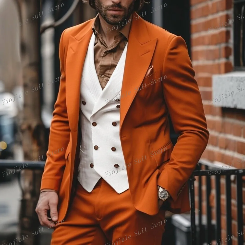 

Men Suit Business Tuxedos Formal Occasion Groom Groomsman Wedding Party Prom Perform Male 3 Piece Set Blazer Vest Pants