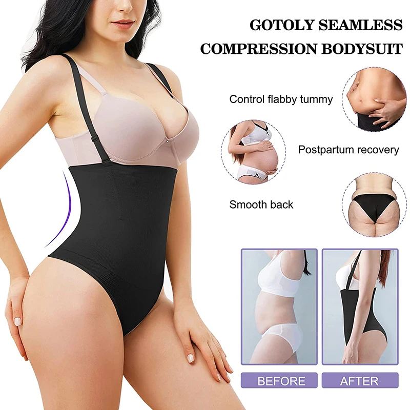 High Waist Tummy Control Panties Women Thong Body Shaper Slimming Underwear Butt Lifter Shaping Girdle Briefs Female Lingerie