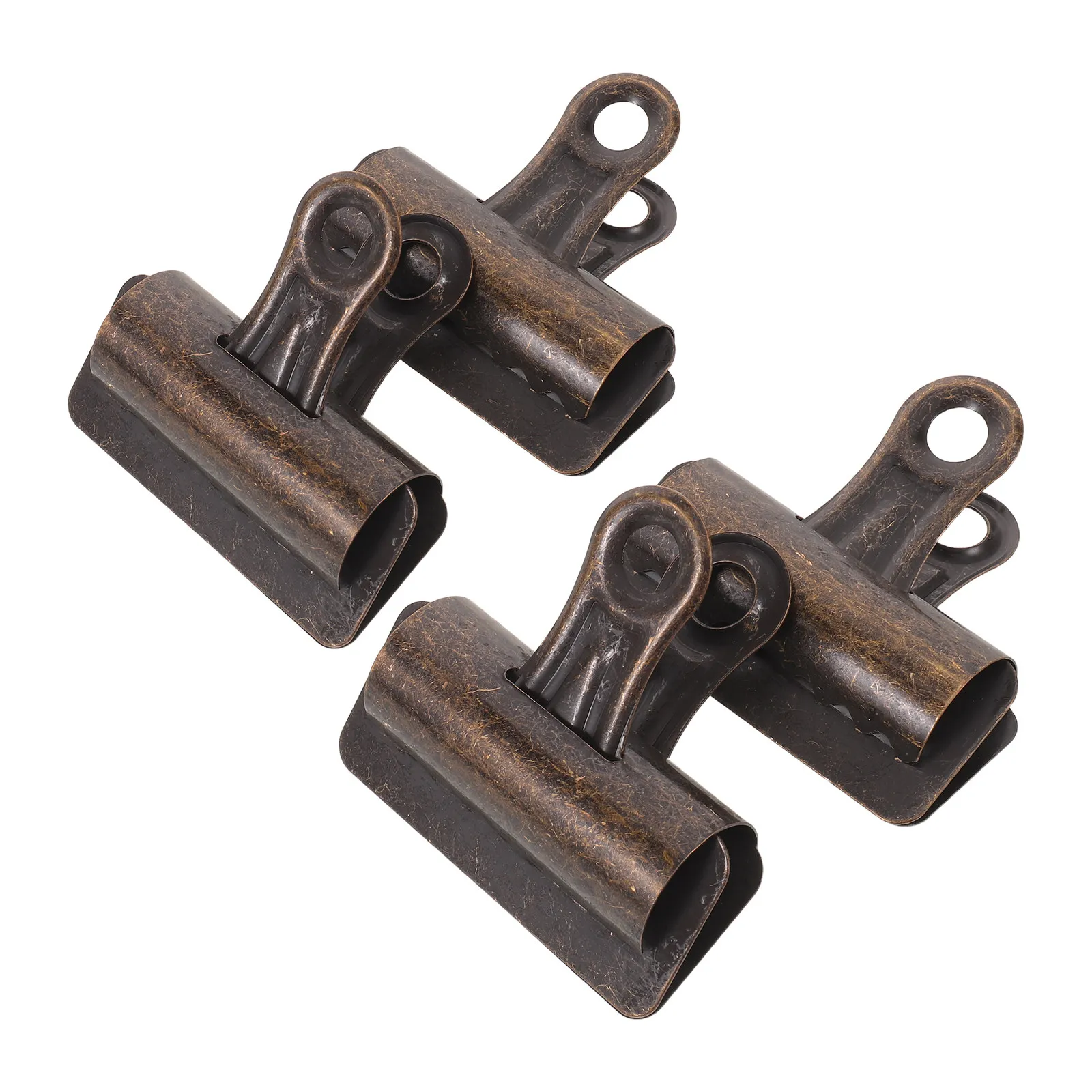 4Pcs Vintage Metal Clips Bronze Document Organizer Paper Clip Journal Holder Retro Office Bull Clips