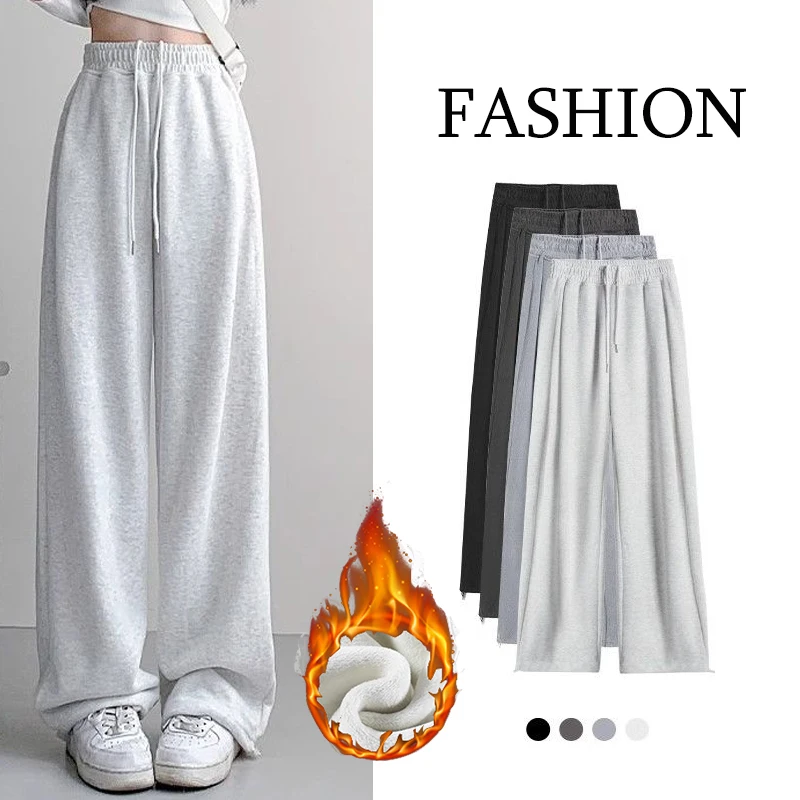 2025 Winter Meisjes Sneeuw Warme Joggingbroek Dame Hoge Taille Casual Pluche Broek Dames Klassieke Effen Fleece Thermische Broek