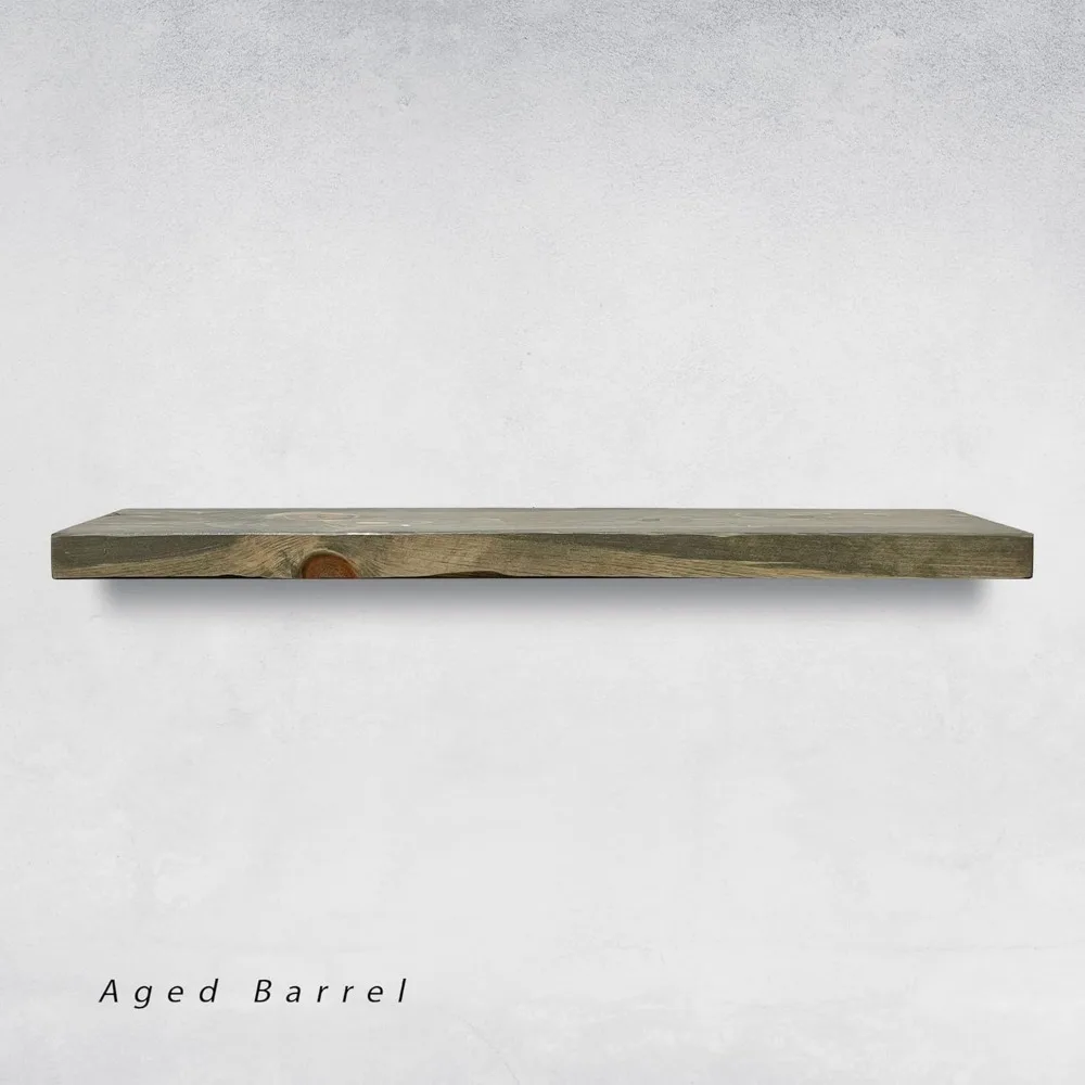 Conjunto de 2 prateleiras de parede resistentes de madeira maciça, estilo rústico, acabamento cinza, 48 polegadas de largura por 10 polegadas de profundidade